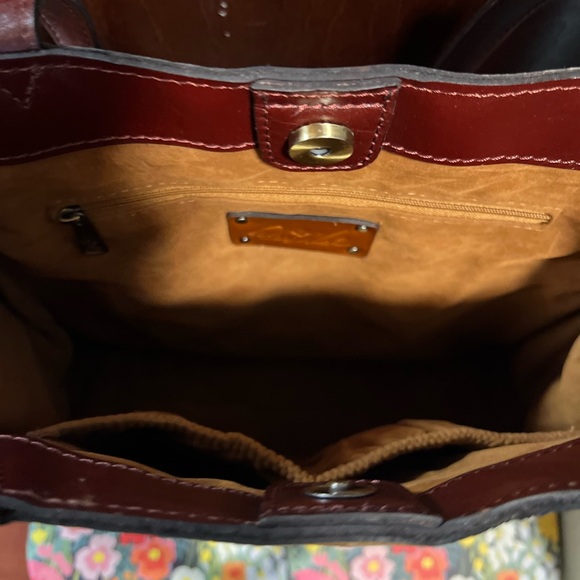 Patricia Nash Khaki Leather Tote With Wild Flowers NWT - Picture 5 of 9